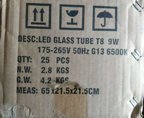 25 Piece LiteMart T8 600mm 9W 6500k LED Tube Lights (Bid for Complete Box of 25 Brand New LED Tubes)