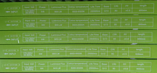 25 Piece LiteMart T8 600mm 9W 6500k LED Tube Lights (Bid for Complete Box of 25 Brand New LED Tubes)