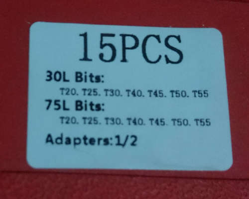 15 Piece CR-V Torx Bit Set with 1/2" adapter
