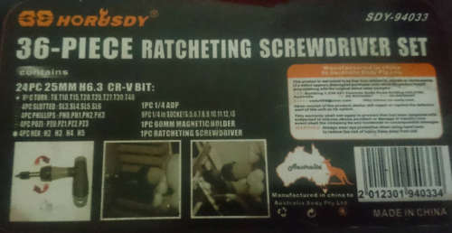 36 Piece Ratcheting Screw Driver Set SDY94033 (Please Read)