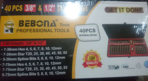 Last 2 - Bebona 40pc 1/2` and3/8` Torx bit set Hex Star Torx Spline Socket set (CR-V)