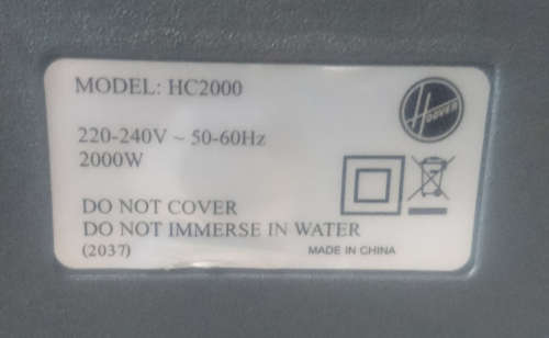 Hoover Power Plus 2000W Cyclonic Vacuum - HC2000 (Display Unit - Please Read)