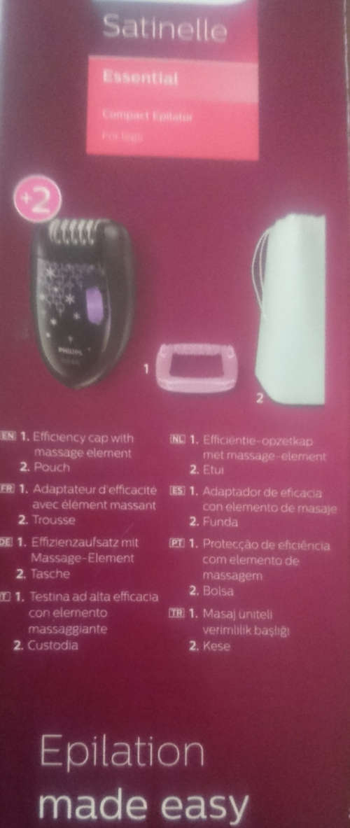 PHILIPS SATINELLE ESSENTIAL FOR LEGS COMPACT EPILATOR HP6422/01 BLACK (Display - As New)