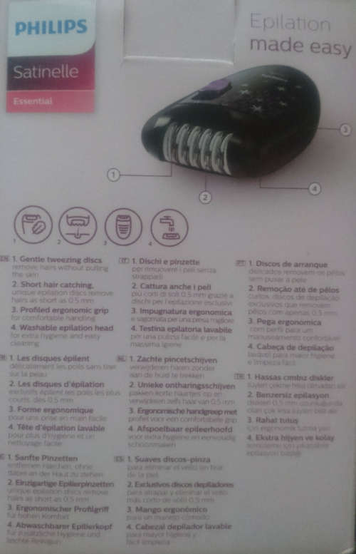 PHILIPS SATINELLE ESSENTIAL FOR LEGS COMPACT EPILATOR HP6422/01 BLACK (Display - As New)