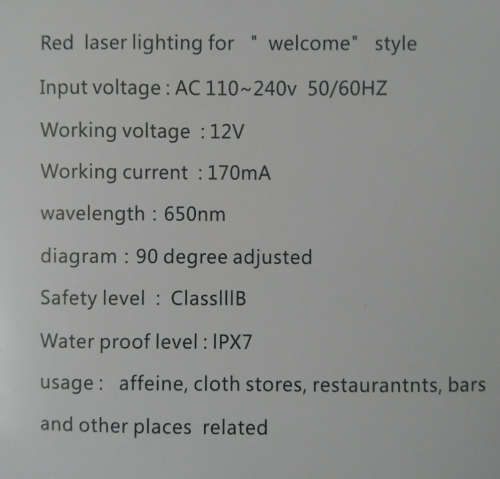 "Welcome" Laser Light