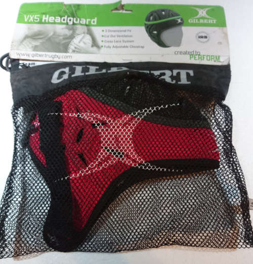 Gilbert VX5 Head Gear (Black/Red) Boys (Medium) Only 1 Available - Silver/Grey