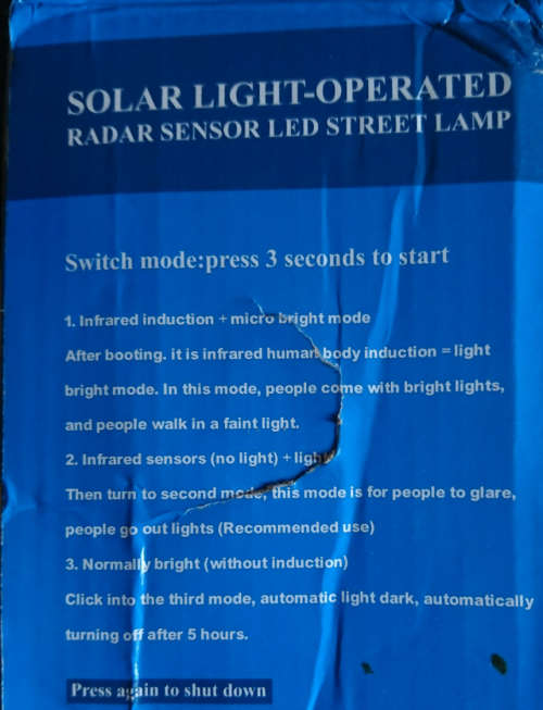 Solar Radar Sensor Street/Outdoor Lamp (IP66)