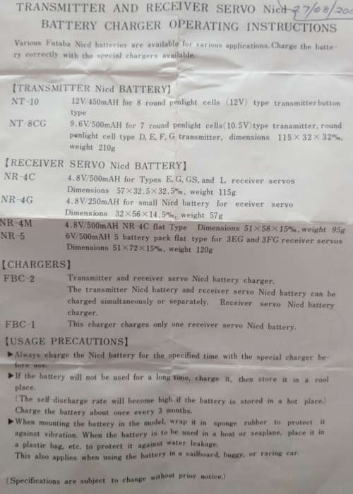 Futaba 4 Channel Transmitter & Receiver Servo (Nicd) with Chargers