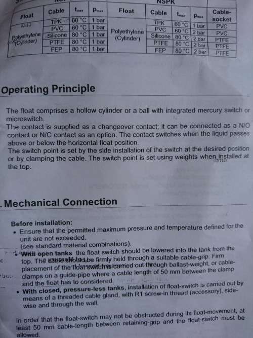 Kobold NSPO-04TPK Liquid Float Level Switch