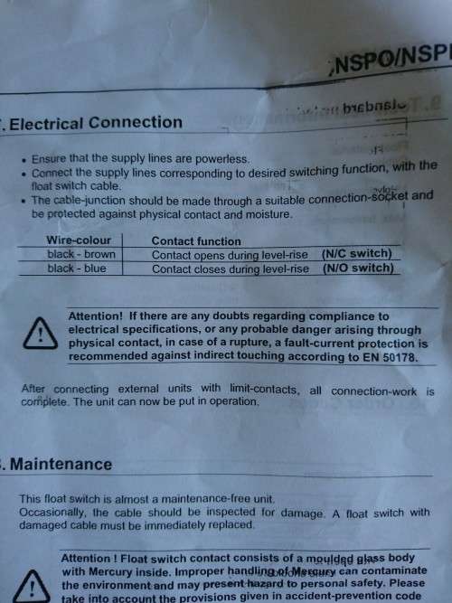 Kobold NSPO-04TPK Liquid Float Level Switch
