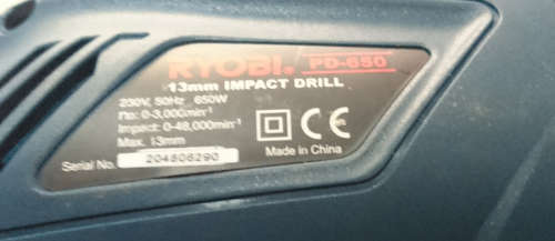 13mm Ryobi 650w Impact Drill (Only 1 - Display - Please Read) PD-650