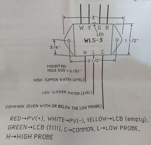 Last 2 - 12V Water Level Sensor (WLS-3) - Great For Solar Operated Tanks/Pumps - Made in USA