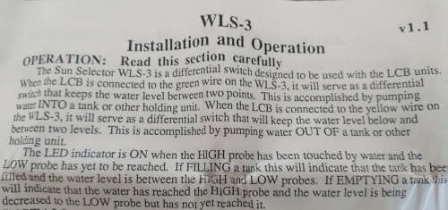 Last 2 - 12V Water Level Sensor (WLS-3) - Great For Solar Operated Tanks/Pumps - Made in USA