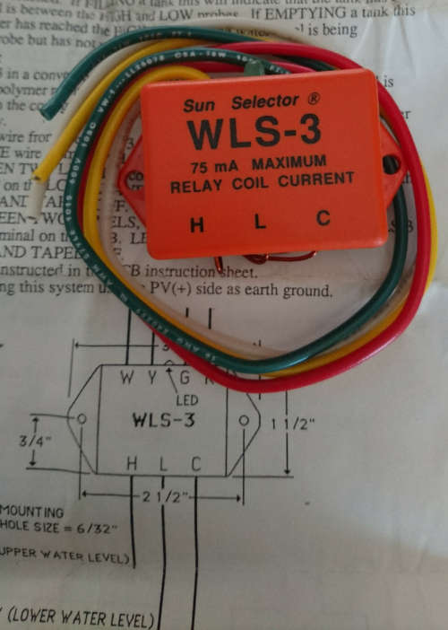 Last 2 - 12V Water Level Sensor (WLS-3) - Great For Solar Operated Tanks/Pumps - Made in USA