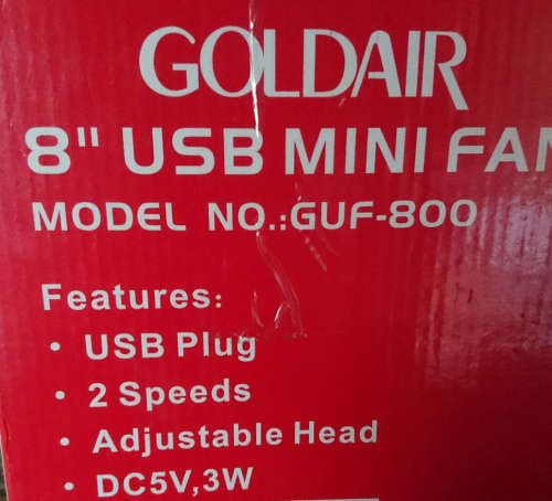8" Goldair 2 Speed 5V/USB Desk Fan - (Display Unit) - For Your Little Office!!