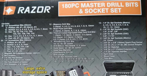 Razor 180 Piece Master Drill Bit & Socket Set