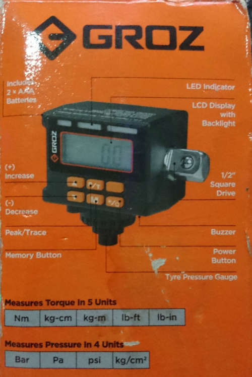Groz Digital Pressure and Torque Meter (Display - Only 1) TQA-D (1/2`)
