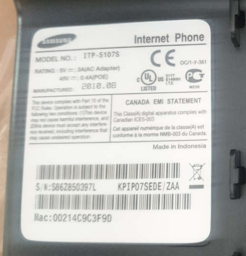 Samsung ITP-5107S Internet Phone - Display - As New (No Power Supply - Works on 48v POE)