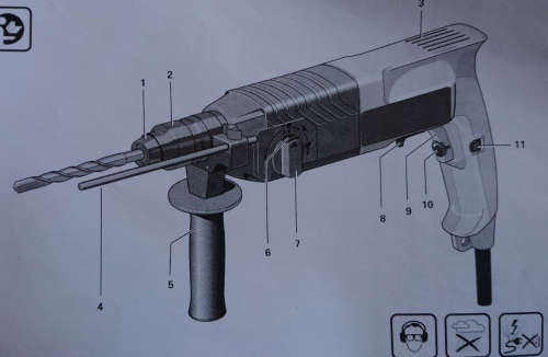 3-in-1 24mm 620W Compact U-Bird 24MM Rotary Hammer Drill (Display Set) >1000rpm