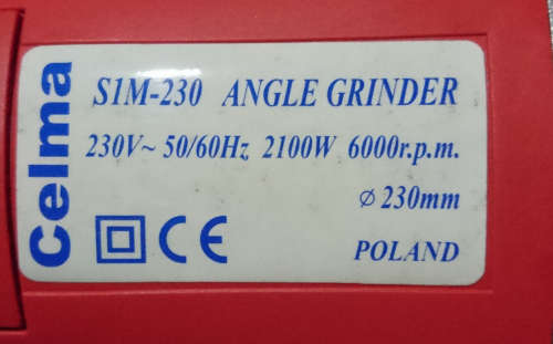 Celma 2100W 230mm Professional Angle Grinder - (As New & Complete!)