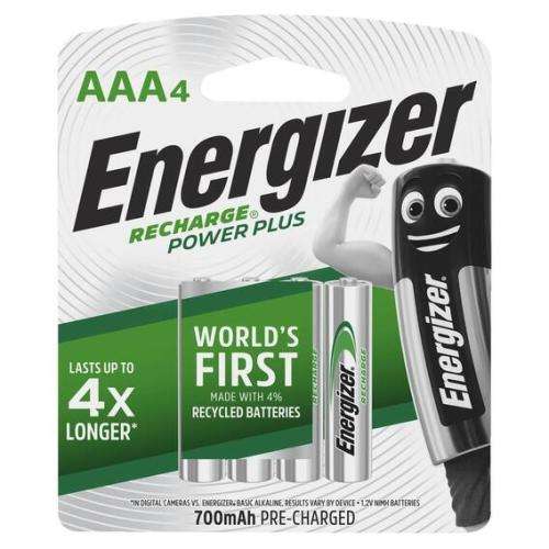 Energizer Recharge Power Plus 4 Pack AAA Batteries (700mah)