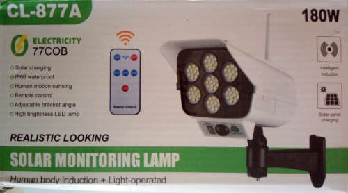 180W Outdoor Solar Sensor LED Street/Garden Lighting with Dummy Cam