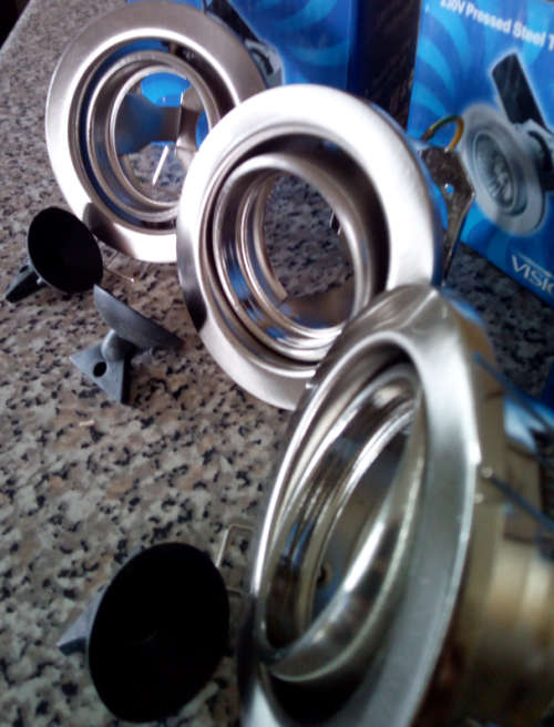 Pressed Steel Tilt Downlight Holder for GU10 Bulbs (1 bid for all 50)