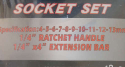 12 Pieces  1/4` CR-V  Multi-Use Socket Set