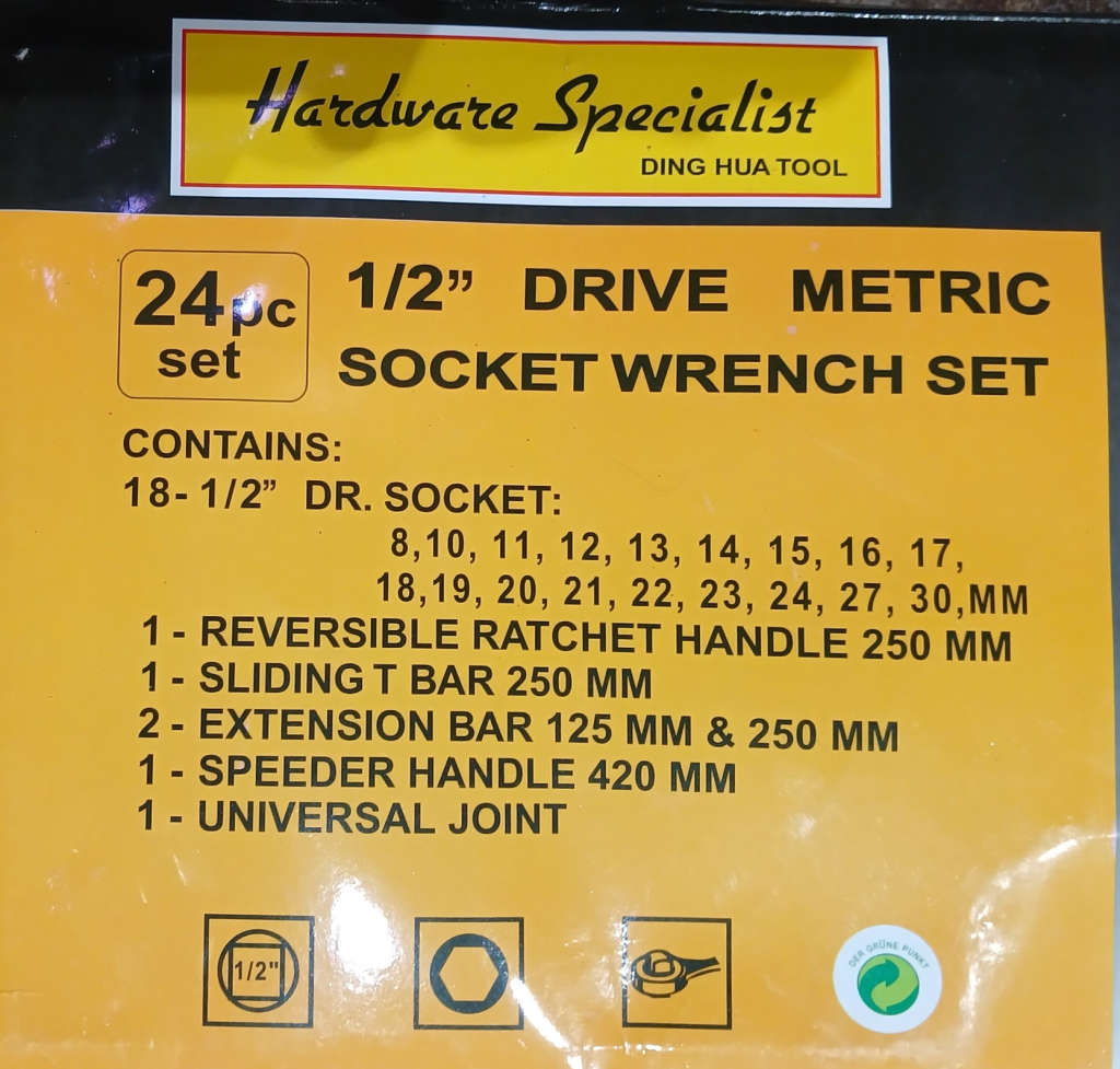 24 Piece 1/2` Drive Metric Socket Set