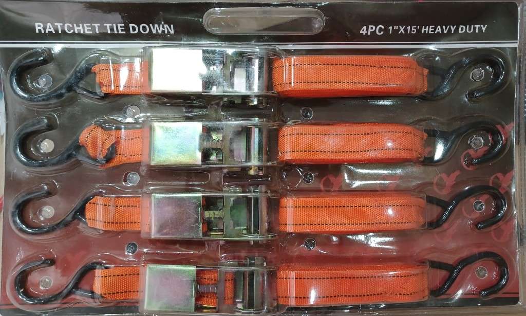 4 Piece Heavy Duty Ratchet Tie Down 1` x 15`