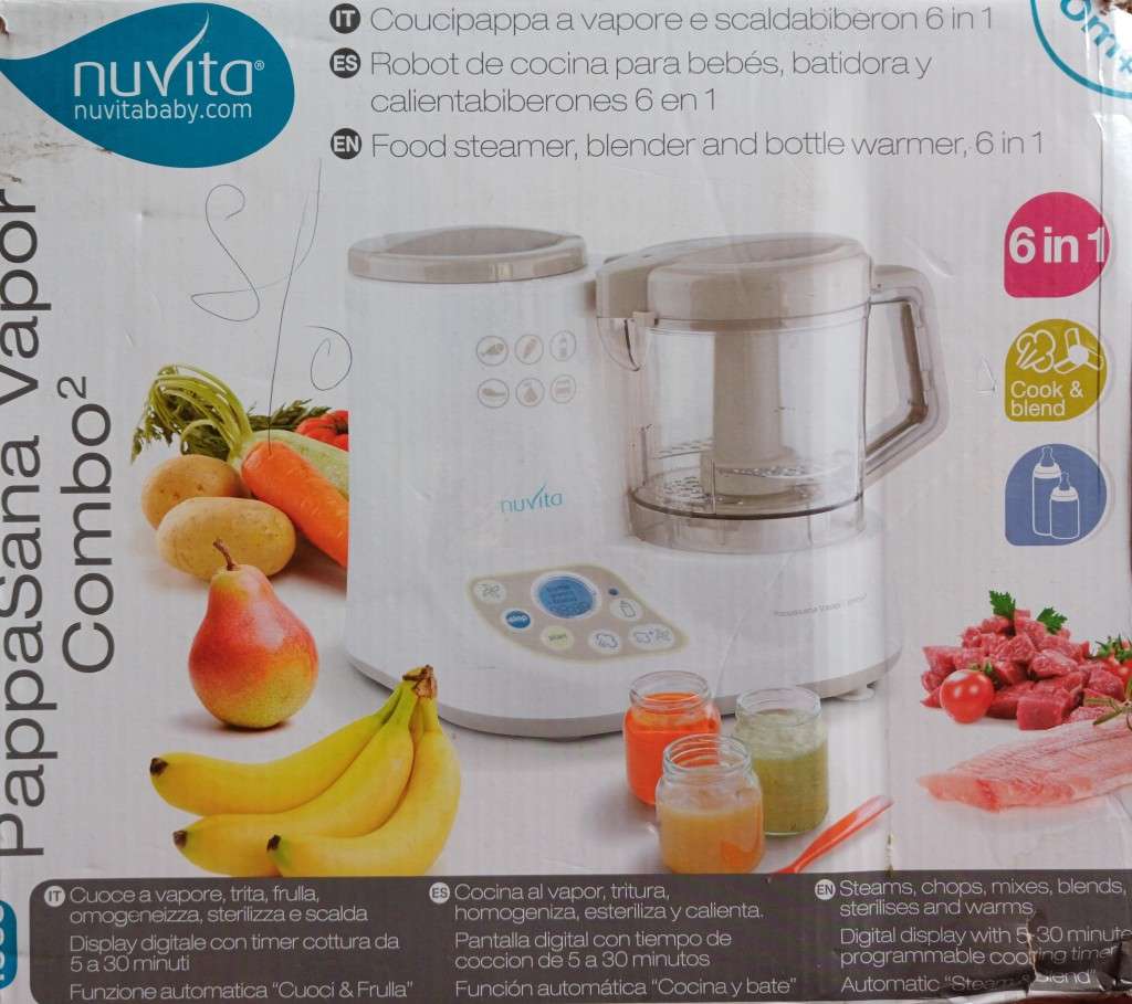 Nuvita Pappasana Vapor Combo 6-in-1 Food Processor, Steamer & Bottle Warmer (Plug Change)