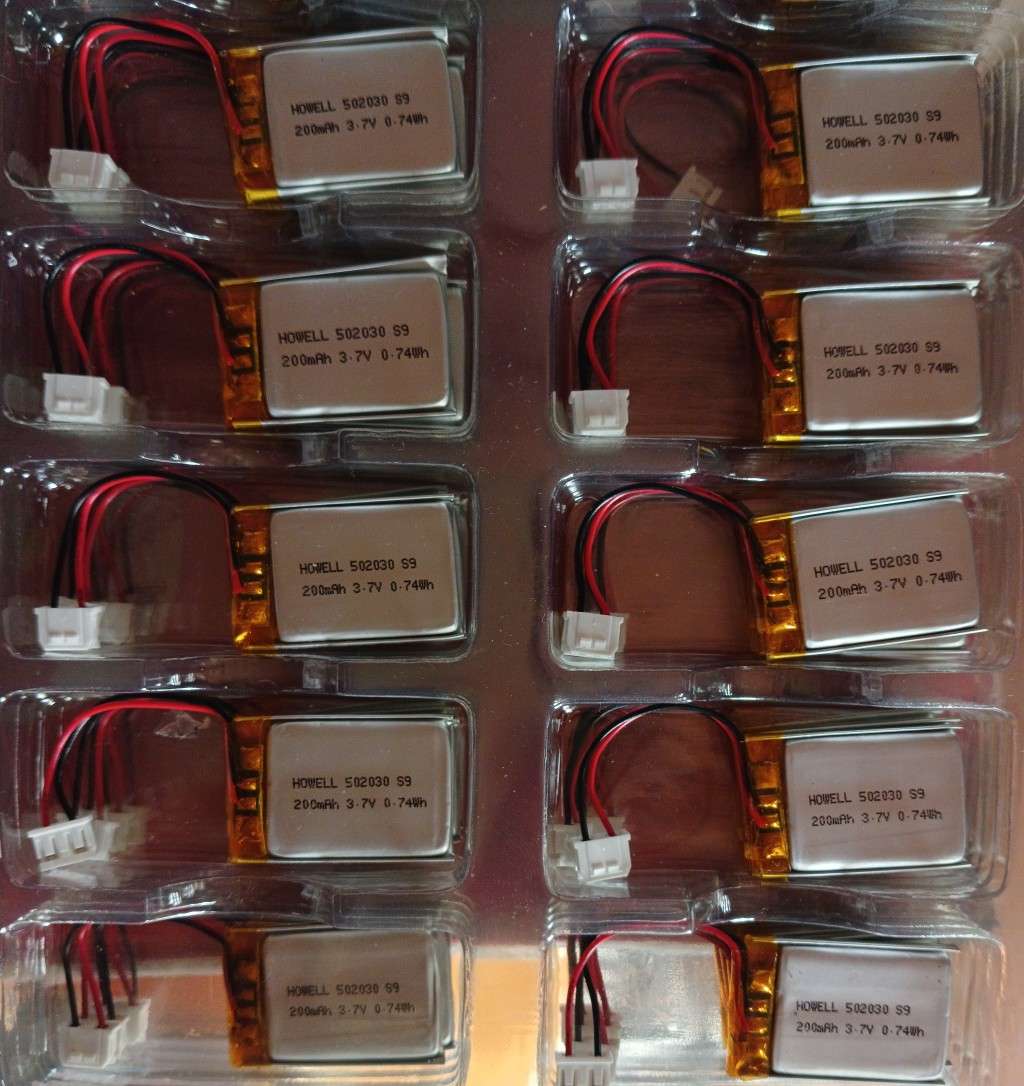 (10pc) 3.7V 200mAh Lithium Rechargeable 2pin Mini/Micro Robotics