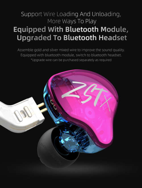 KZ ZST X 1DD+1BA Hybrid In-ear monitor earphones
