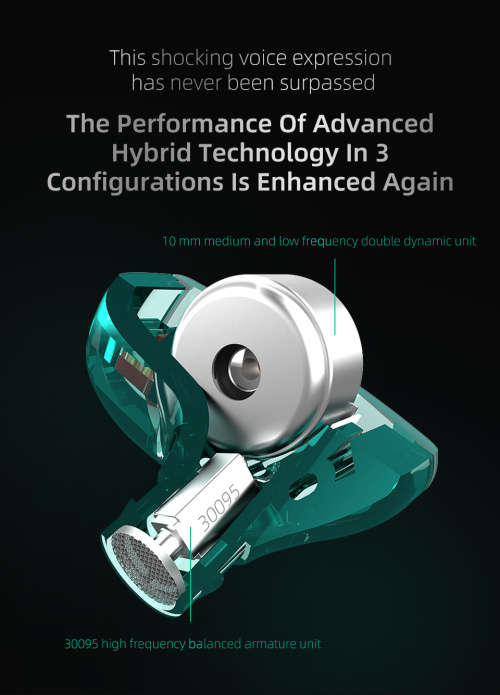 KZ ZST X 1DD+1BA Hybrid In-ear monitor earphones