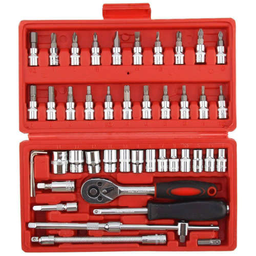 46pcs quarter Inch Socket Set Auto Repair Tools Ratchet Set Torque Wrench Combination Drill Bits
