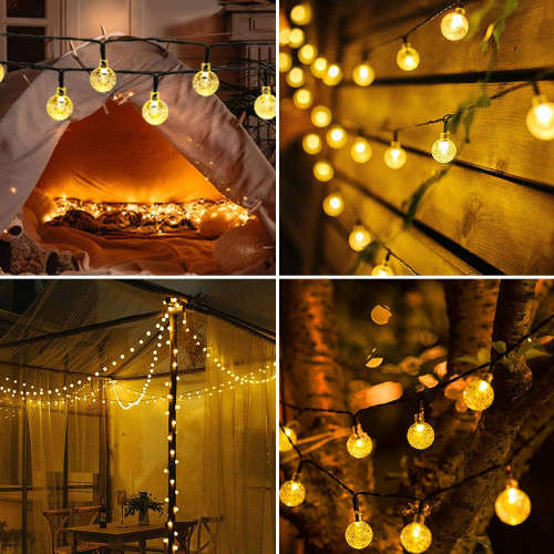 Solar string lights outdoor spherical bulb string lights waterproof solar garden lights