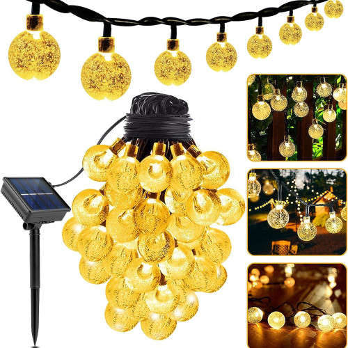 Solar string lights outdoor spherical bulb string lights waterproof solar garden lights
