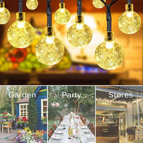 Solar string lights outdoor spherical bulb string lights waterproof solar garden lights