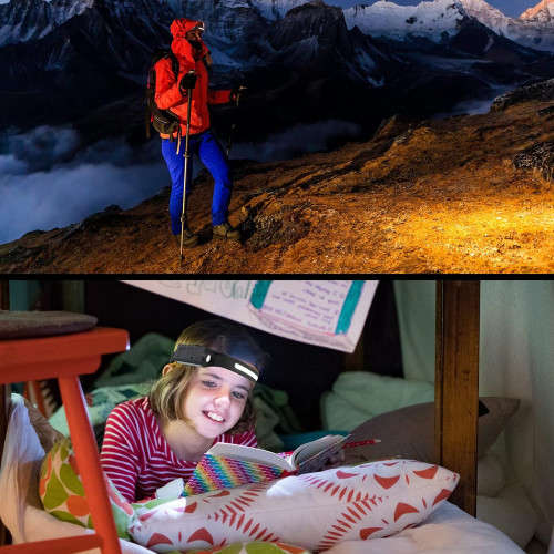 LED Rechargeable Headlight Waterproof Motion Sensing Adjustable Headband Work Light