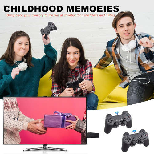 Wireless Retro Gaming Console 4K HD HDMI Output Plug and Play with Dual 2.4G Wireless Controllers
