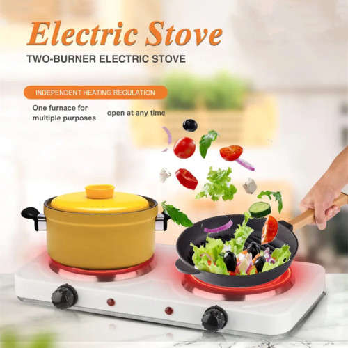 Portable Electric 2 Burner Spiral Cooker Coil Instant Heat Dual Helix Circuit