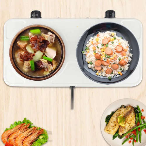 Portable Electric 2 Burner Spiral Cooker Coil Instant Heat Dual Helix Circuit