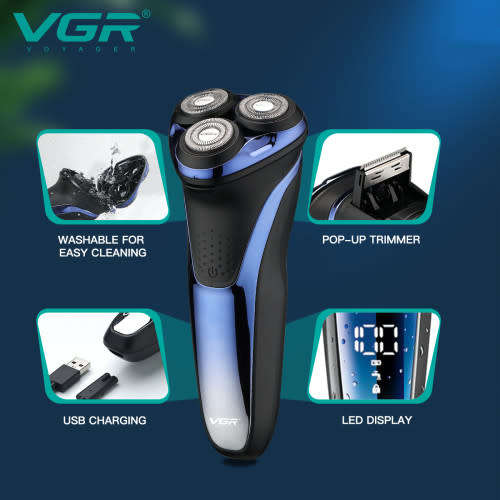 VGR Men`s Electric Shaver Washable Household Waterproof Lightweight Shaver for Men
