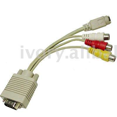 VGA TO 3RCA, S-VIDEO ADAPTER, CONNECT PC TO TV (BRAND NEW)
