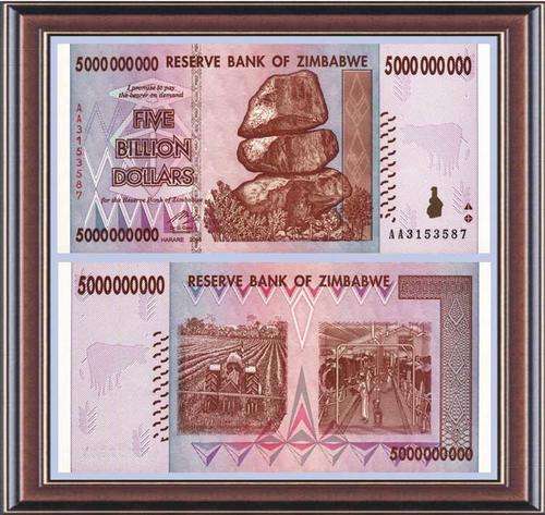 Banknotes  Zimbabwe  ZW120  P84  Z$5 billion Unc