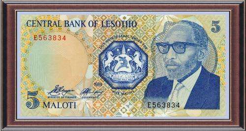 Notaphily 2: Lesotho LS13, 5 Maloti, Pick 10, 1989 - Unc