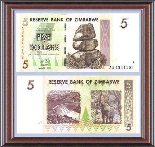 Notaphily 8: Zimbabwe (ZW101): Post bearer cheque inflation notes  Z$5 - 2007  Unc