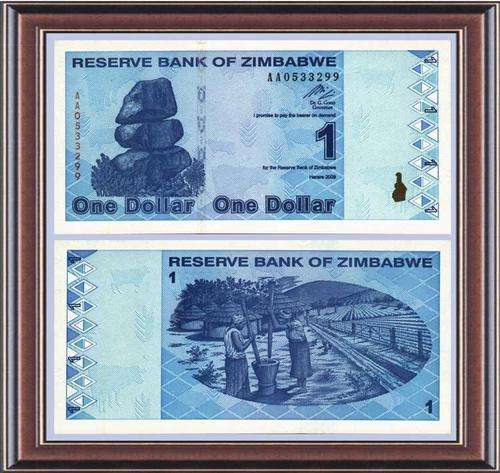 Notaphily 8: Zimbabwe (ZW128): Final inflation notes  Z$1 - 2009  Unc