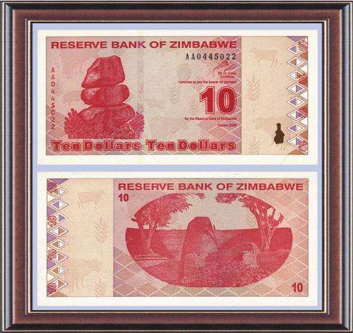 Notaphily 8: Zimbabwe (ZW130): Final inflation notes  Z$10 - 2009  Unc