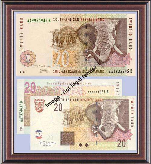 R20 Unc set of  "AA" prefixed Mboweni 1 and now GILL MARCUS Unc